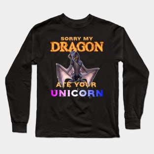 Fantasy Dragon ate cute dabbing Unicorn Long Sleeve T-Shirt